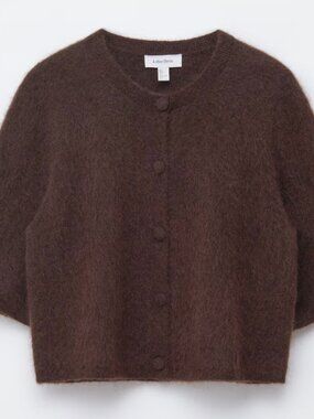 NWT &Other Stories Mohair Blend Cropped Cardigan Sweater Brown Oversize - Size M